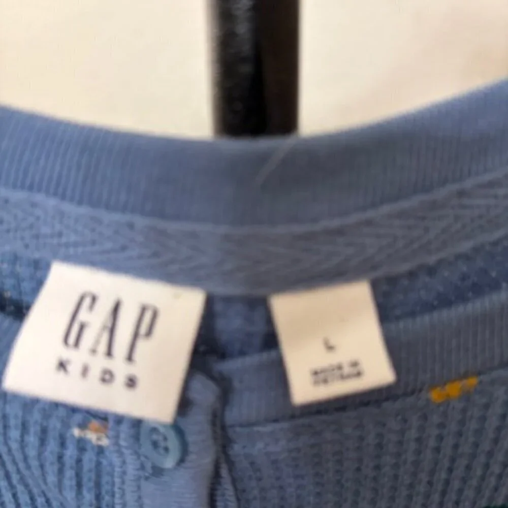 Gap Kids Large Dress Blue Floral Waffle Knit Long Sleeve Skater Thermal NEW